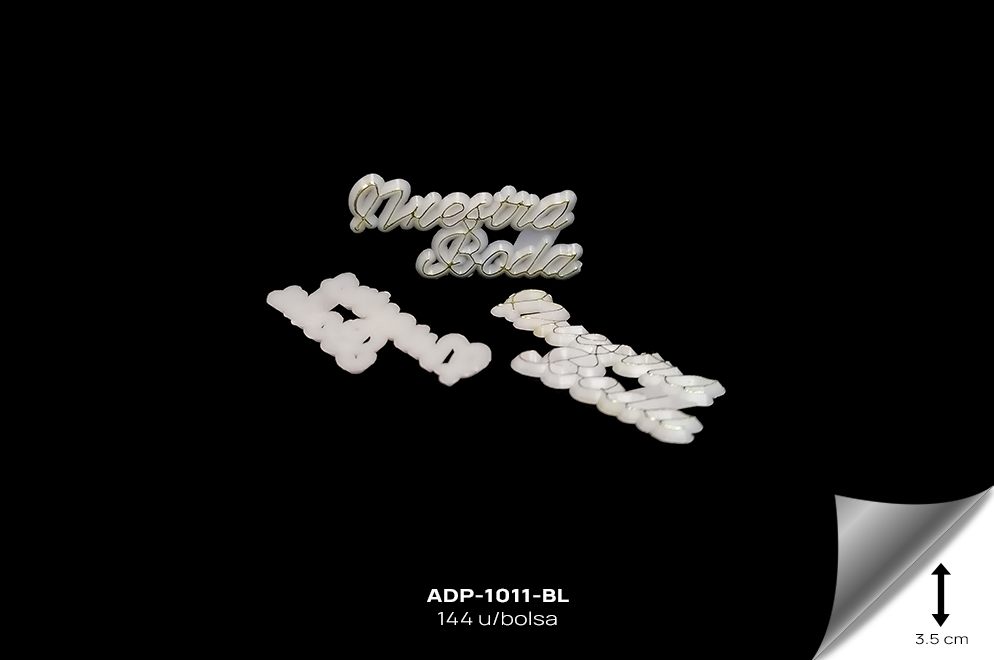 ADP-1011-BL Adornos plasticos - nuestra boda REF: 2227-WHS WHITE 144 u/bolsa - ADP-1011-BL