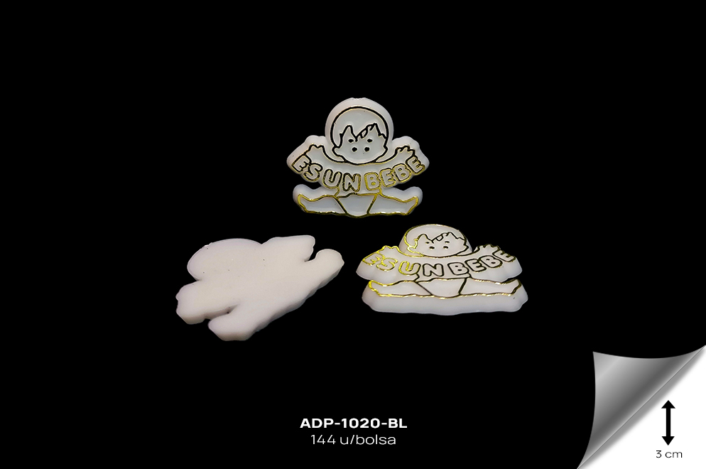 ADP-1020-BL Adornos plasticos - es un bebe REF: 2677-WHS WHITE 144 u/bolsa - ADP-1020-BL