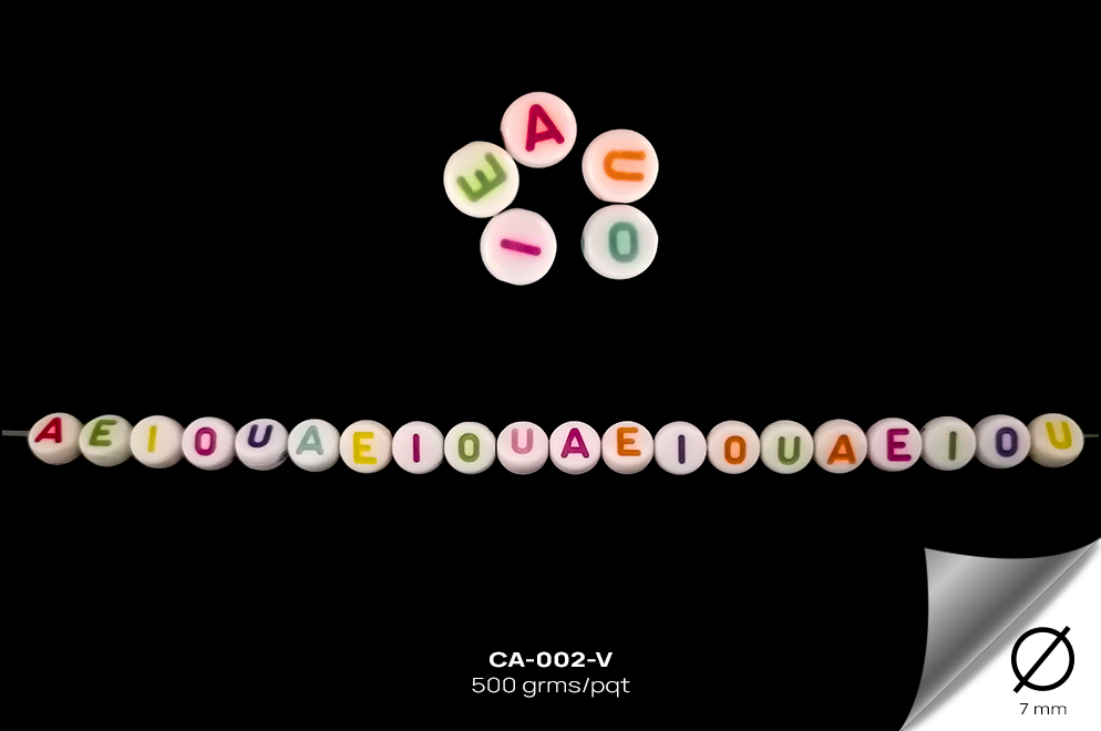 CA-002-V CUENTAS DE ALFABETO SOLO VOCALE, - CA-002-V