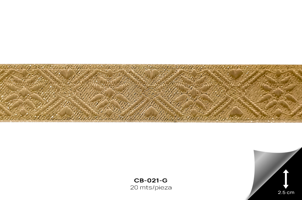 CB-021-G Cinta Bordada Dorado - CB-021-G