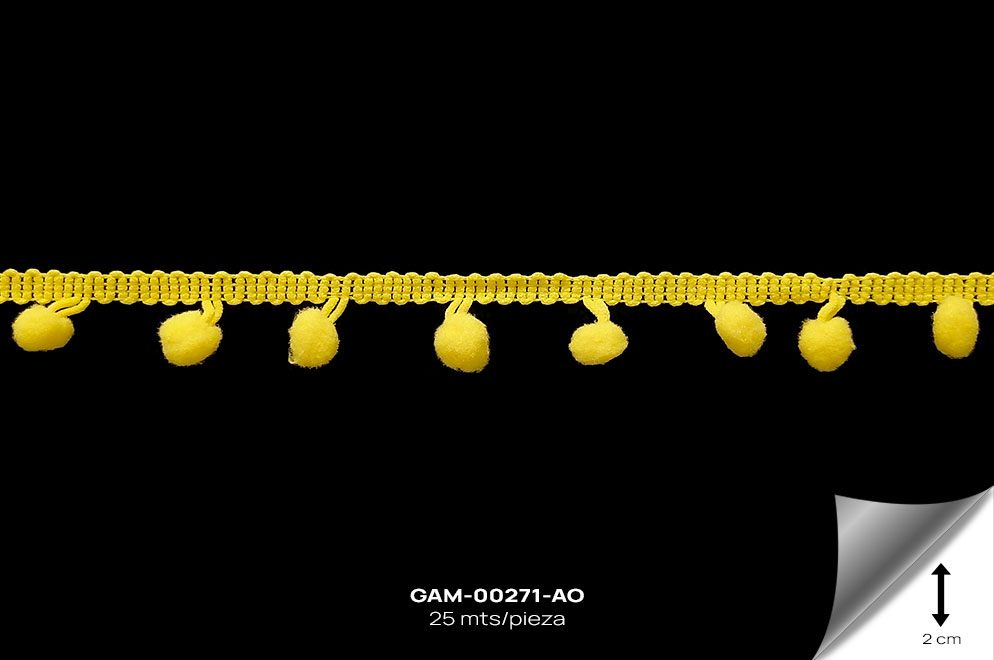 GAM-00271-AO GALON POMPOM AMARILLO - GAM-00271-AO