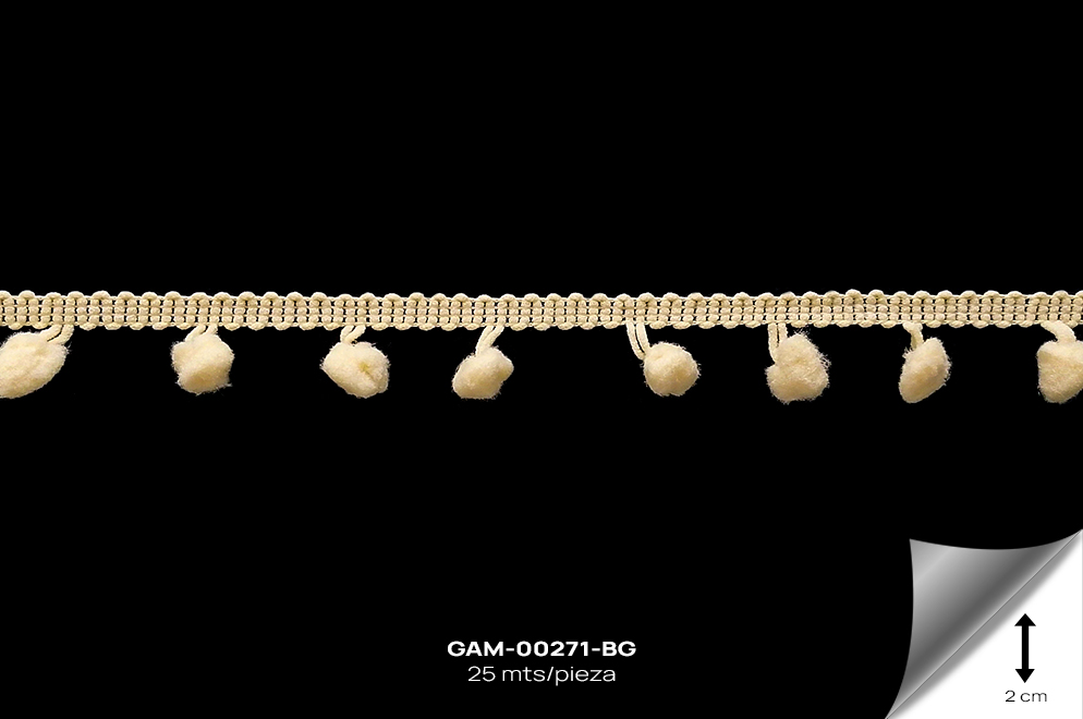 GAM-00271-BG GALON POMPOM BEIGE - GAM-00271-BG