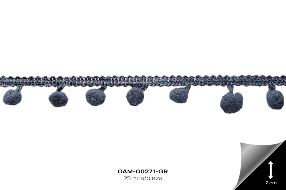 GAM-00271-GR GALON POMPOM GRIS - GAM-00271-GR