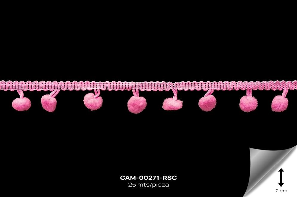 GAM-00271-RS GALON POMPOM ROSADO - GAM-00271-RS