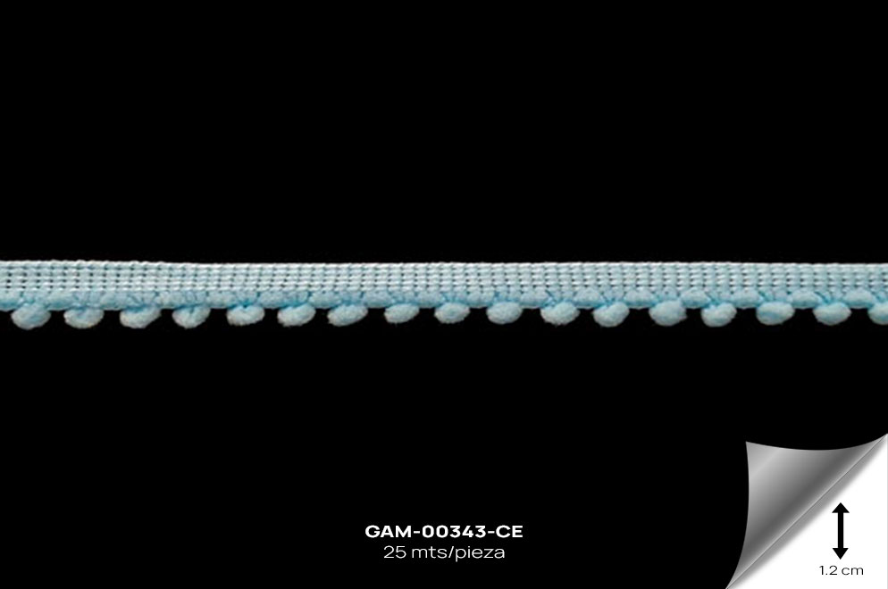 GAM-00343-CE GALON POMPOM CELESTE - GAM-00343-CE