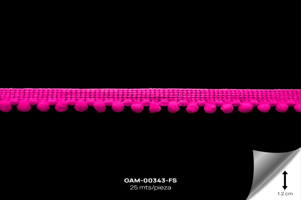 GAM-00343-FS GALON POMPOM FUCSIA - GAM-00343-FS