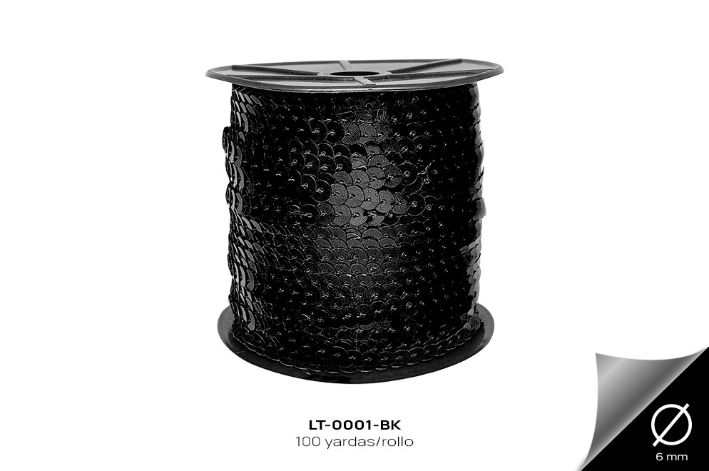 LT-0001-BK LENTEJUELA PLANA NEGRO - LT-0001-BK