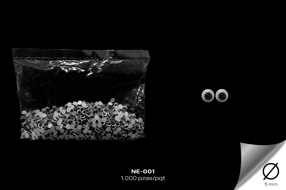 NE-001 Ojo Plastico Movil Negro, 1.000 pzas/Paq - NE-001