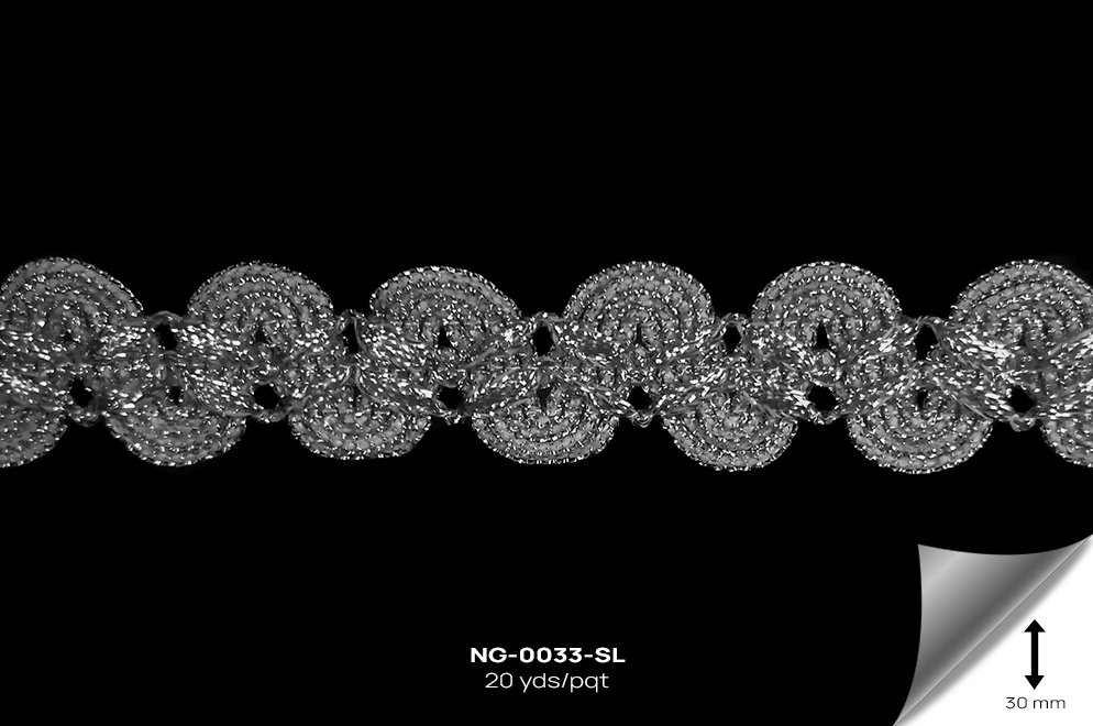 NG-0033-SL GALON METALIZADO PLATA - NG-0033-SL