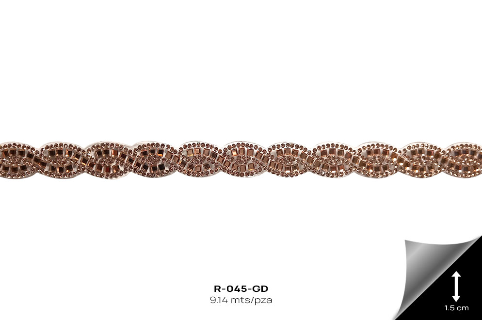 R-045-GD TIRA DE PIEDRA HOTFIX DORADO - R-045-GD