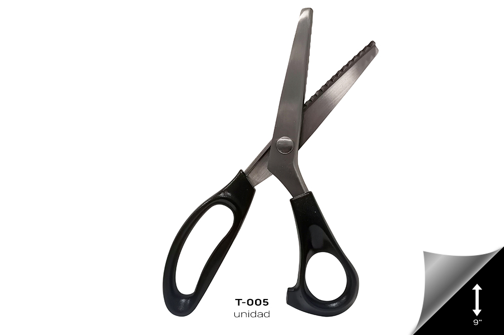 T-005 Tijera Zig Zag 9". Negro - T-005