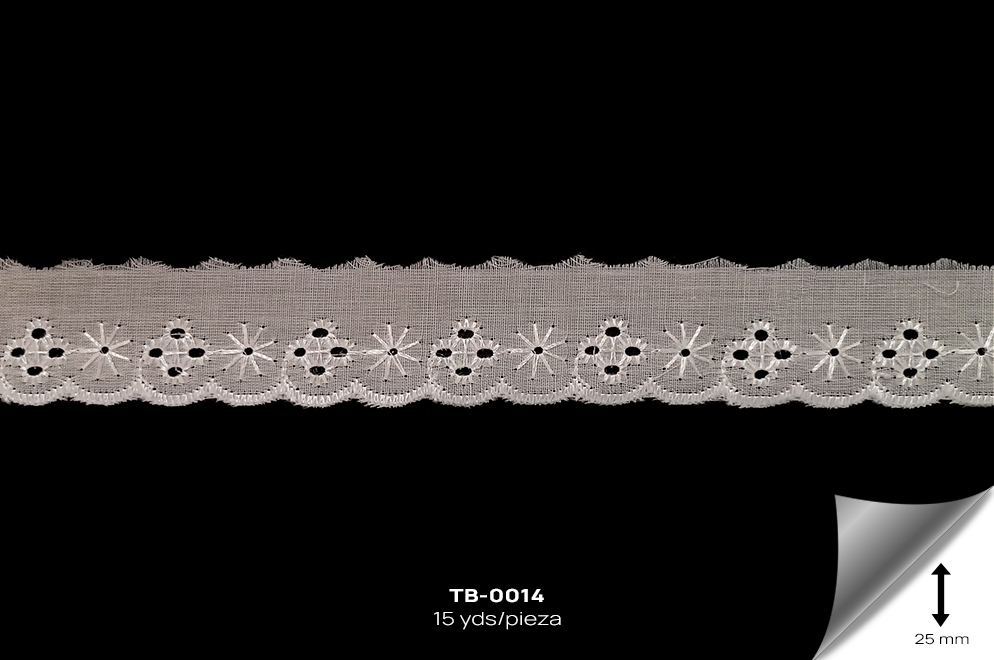 TB-0014 TIRA BORDADA BLANCO - TB-0014