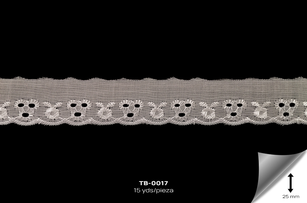 TB-0017 TIRA BORDADA BLANCO - TB-0017