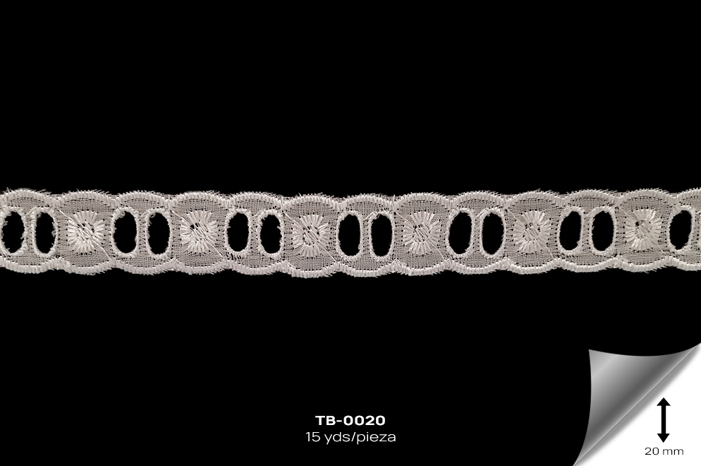 TB-0020 TIRA BORDADA BLANCO - TB-0020