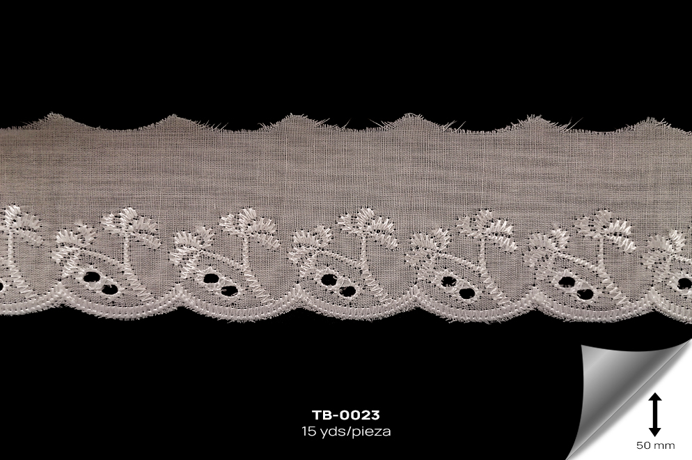 TB-0023 TIRA BORDADA BLANCO. - TB-0023