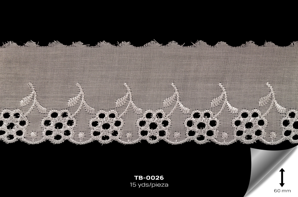 TB-0026 TIRA BORDADA BLANCO. - TB-0026